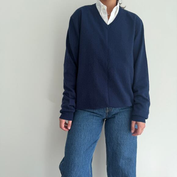 Club Room Cashmere Sweater Large Navy Minimalist Quiet Luxury Pullover - Picture 4 of 9